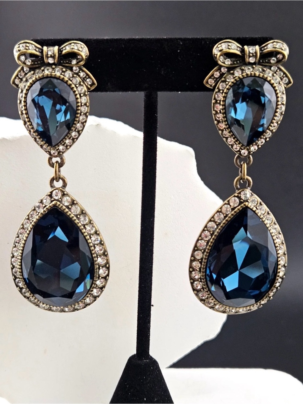 Heidi Daus "Femme Fabulous" Montana Blue Crystal Drop Earrings